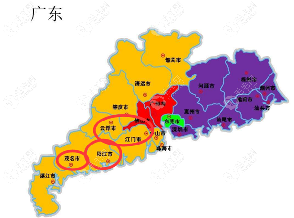 广东省各市区所在位置