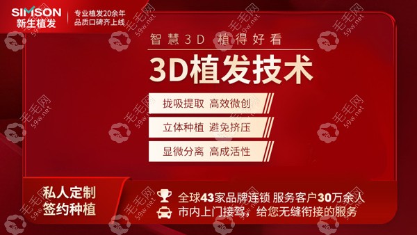 新生3D植发技术价格是：20元起一个单位